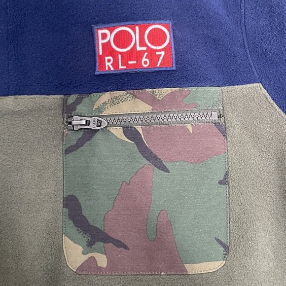 POLO Ralph Lauren Sweater Men’s Large Fleece Camo Blue Green Red New $198 - Picture 14 of 16